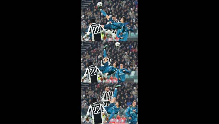 La secuencia del gol de chilena de Cristiano Ronaldo. (Foto Prensa Libre: AFP)