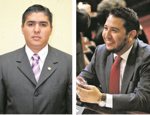 El diputado Óscar Quintanilla (Izquierda) y Jorge Arévalo son originarios de la capital, pero fueron electos por Quiché. (Foto Prensa Libre: Hemeroteca)