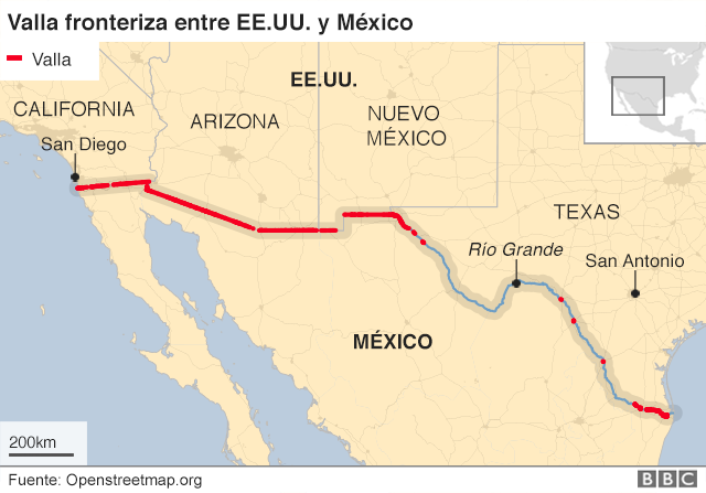 Ya hay unos mil 50 kilómetros de valla construida a lo largo de la frontera.