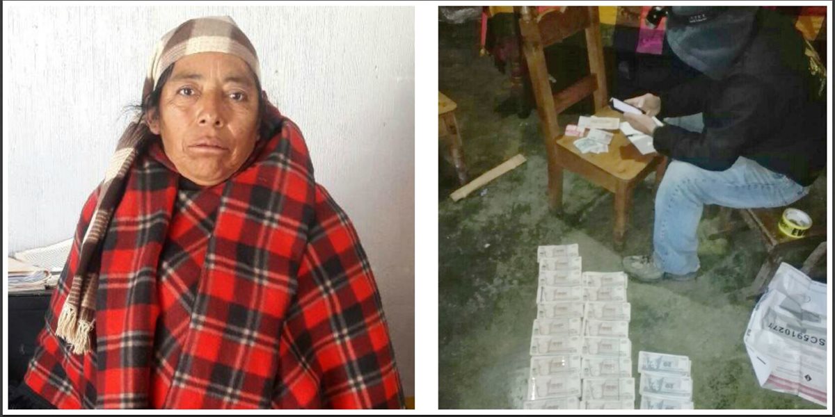 Francisca Antonio Juan ocultaba una fuerte suma en Santa Eulalia, Huehuetenango. El efectivo fue incautado por el MP. (Foto Prensa Libre: Mike Castillo)
