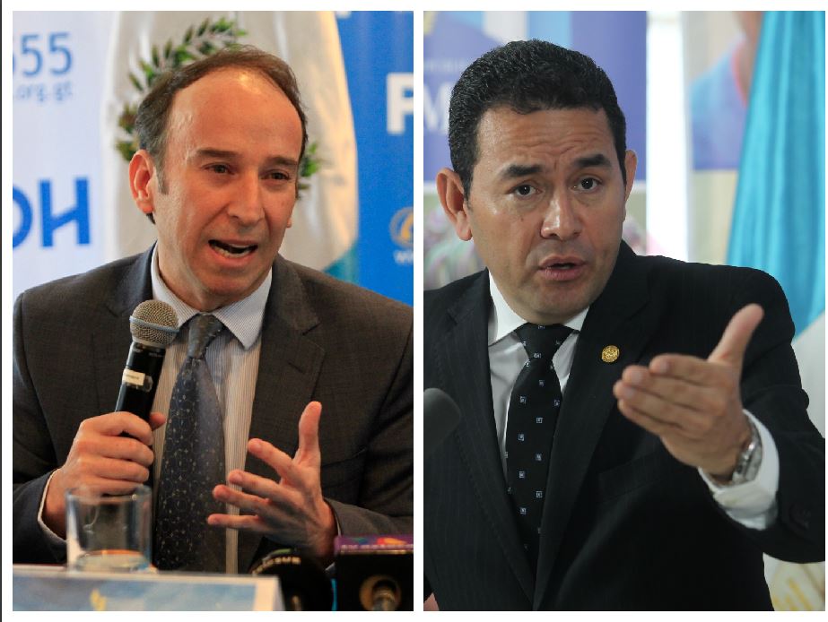 El procurador Jorge de León y mandatario Jimmy Morales cruzan señalamientos por el tema del Hogar Seguro. (Foto Prensa Libre)