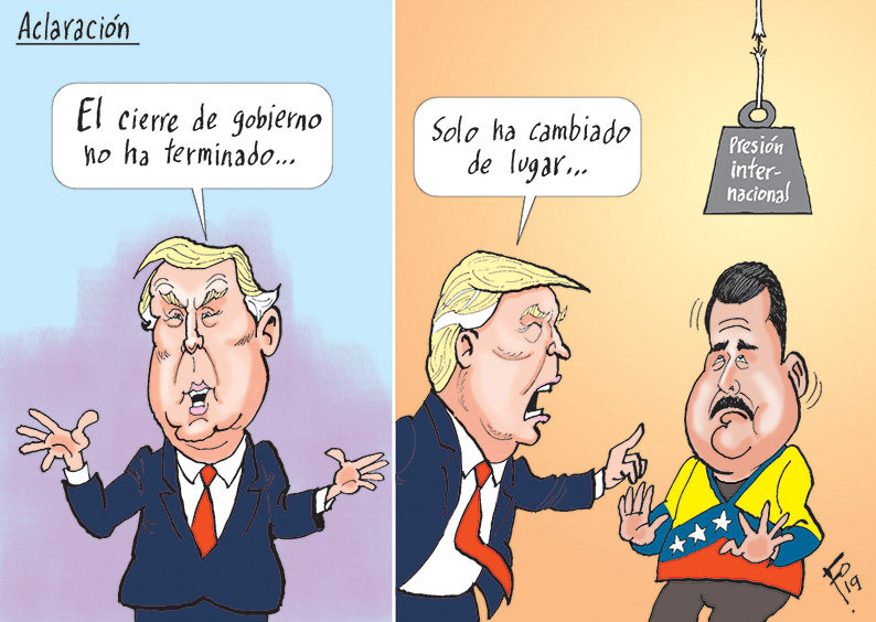 Personajes: Donald Trump y Nicolás Maduro.