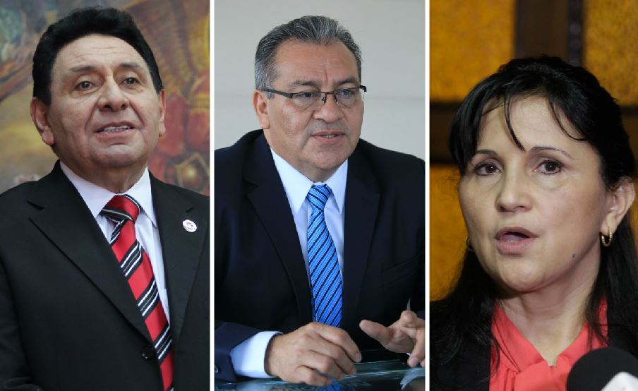 Francisco de Mata Vela, Boanerge Mejía y Gloria Porras, magistrados de la CC denunciados por la PGN.  (Foto Prensa Libre: Hemeroteca PL)