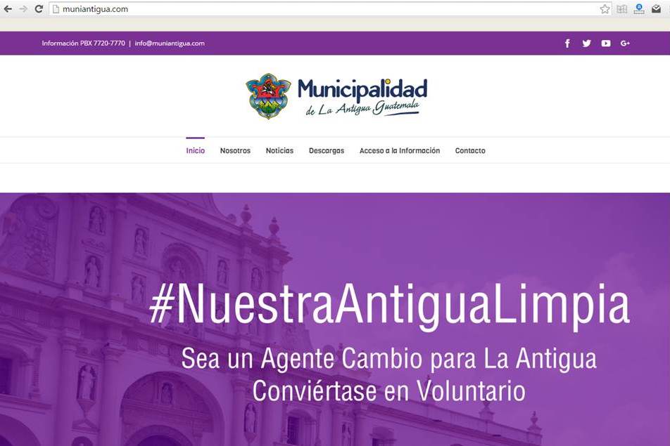 La dirección de la nueva página de la Municipalidad de Antigua Guatemala es www.muniantigua.com. (Foto Prensa Libre)