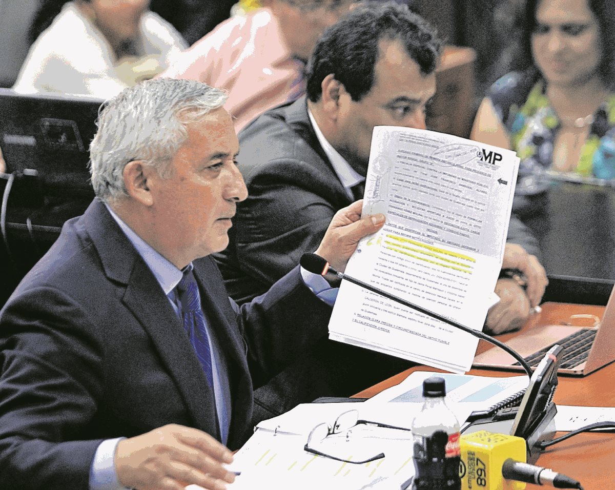 El expresidente Otto Pérez Molina durante una audiencia del caso La Línea. (Foto Prensa Libre: Hemeroteca PL).