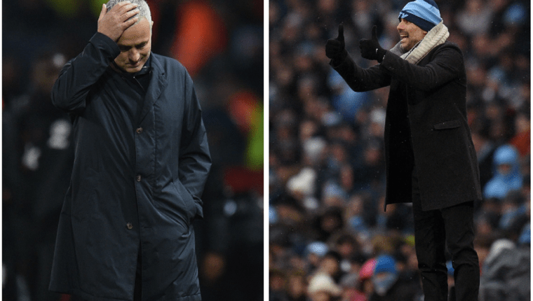 José Mourinho y Pep Guardiola se enfrentaron en España, luego en Mánchester, pero se vuelven a separar. (Foto Prensa Libre: AFP)