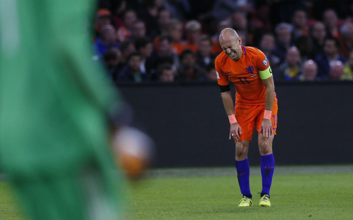 Arjen Robben será una de las estrellas que se extrañará en el Mundial de Rusia 2018. (Foto Prensa Libre: AFP)