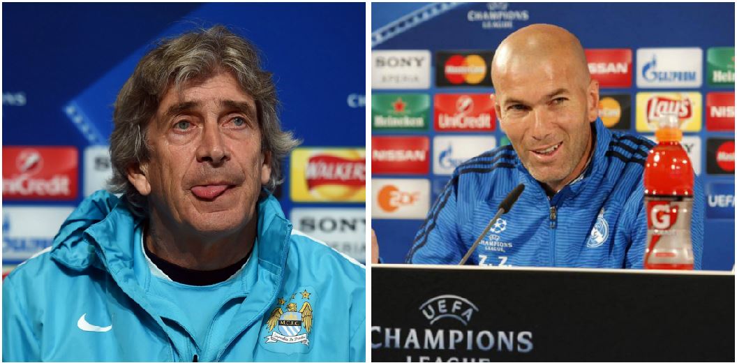 Manuel Pellegrini, del Manchester City, y Zinedine Zidane, del Real Madrid, son los técnicos que dirigirán la primera semifinal de la Champions. (Foto Prensa Libre: Hemeroteca PL)