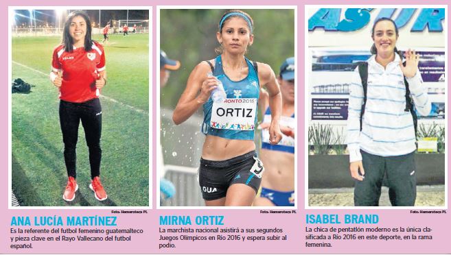 Ana Lucía Martínez, Mirna Ortíz e Isabel Brand, son tres guatemaltecas destacadas en el deporte. (Foto Prensa Libre: Hemeroteca)