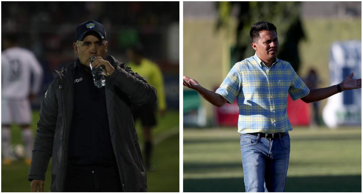 Los entrenadores Willy Coito Olivera y Amarini Villatoro se enfrentarán por primera vez en una final del futbol guatemalteco. (Foto Prensa Libre: Raúl Juárez y Carlos Vicente)