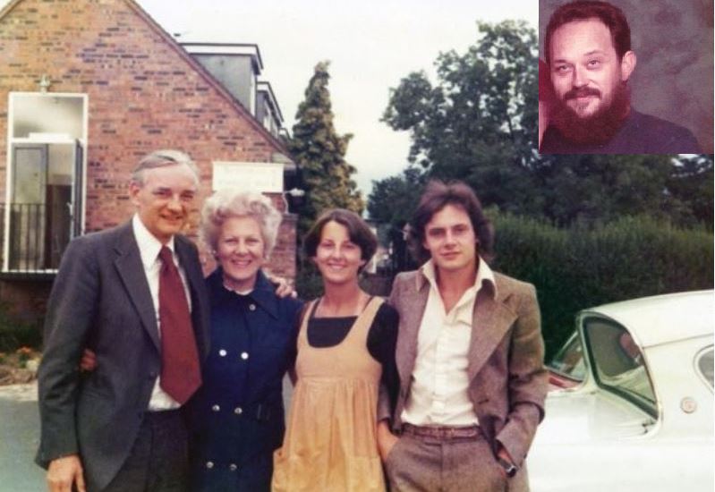 Charles Farmer con su esposa Audrey Farmer, Peta Frampton y Christopher Farmer; inserto, Silas Duane Boston, el supuesto asesino. (Foto: Manchester Evening News)