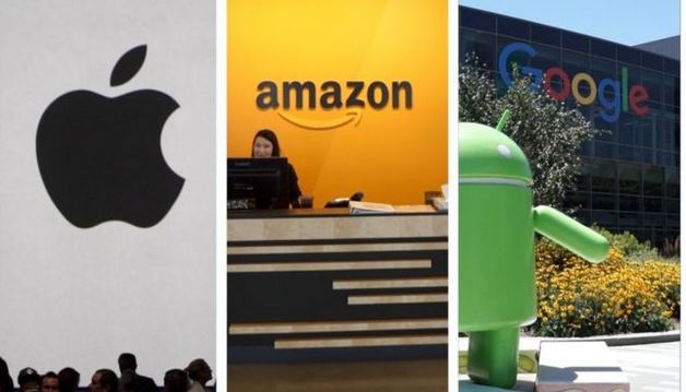 Los tres gigantes tecnológicos están luchando por convertirse en la empresa del billón de dólares. (Foto Prensa Libre: BBC Mundo)
