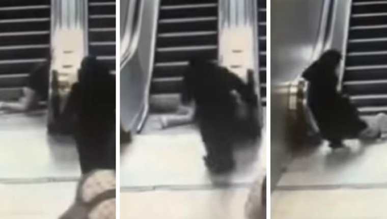 Minutos de terror vivió una madre en Turquía cuando su hijo quedó atrapado en las escaleras eléctricas. (Foto Prensa Libre: YouTube)