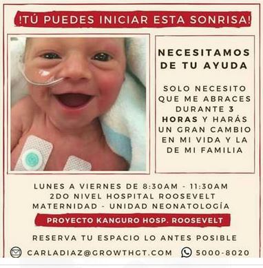 Esta es la imágen que circula en redes sociales y con la que se invita a ser parte del programa Canguro, pero no está avalado por el Hospital Roosevelt. (Foto Prensa Libre)