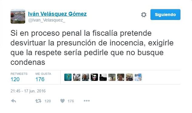 Mensaje publicado por el comisionado de la Cicig. (Foto Prensa Libre: tomado de la cuenta de Twitter @Ivan_Velasquez_)