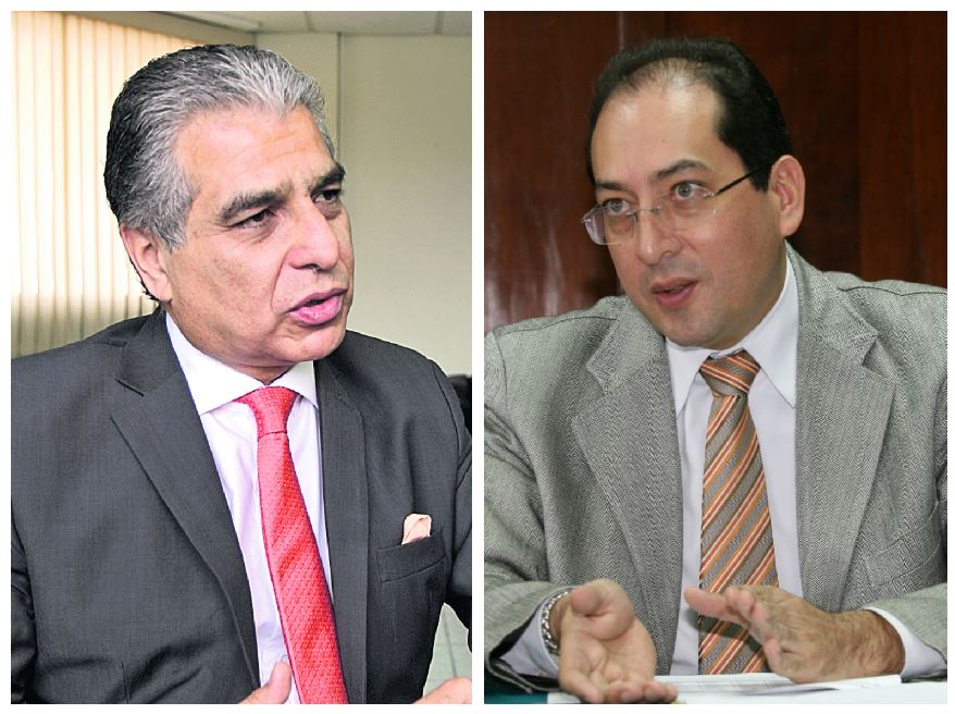 Carlos Contreras, presidente del Seguro Social y Sergio Recinos, presidente del Banguat. (Foto Prensa Libre: Hemeroteca PL)
