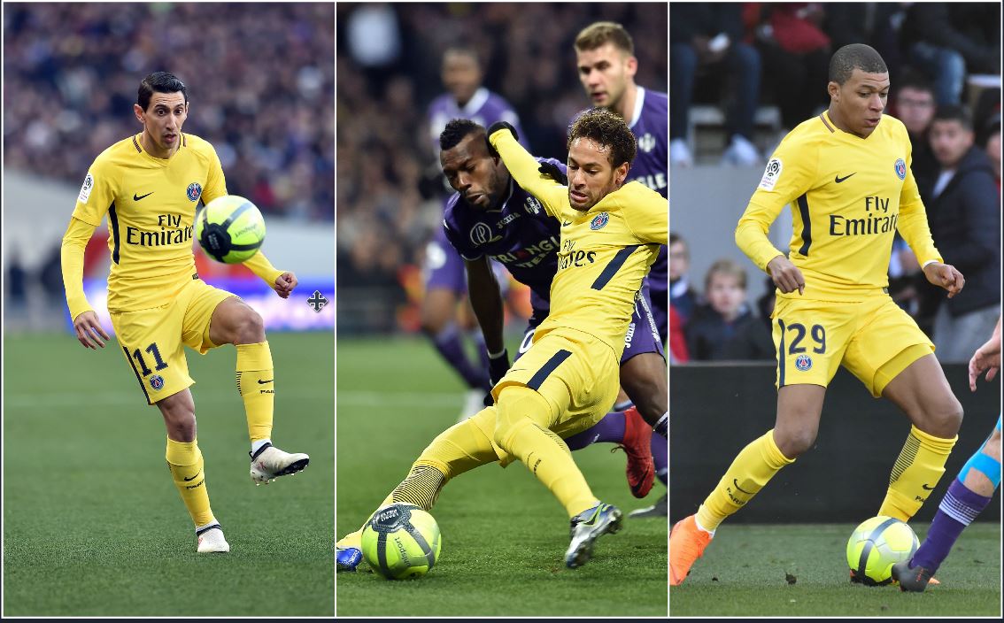 Ángel Di María es el que fue, Kyliam Mbappé es el que pudo haber sido y Neymar es el que puede ser. (Foto Prensa Libre: AFP)