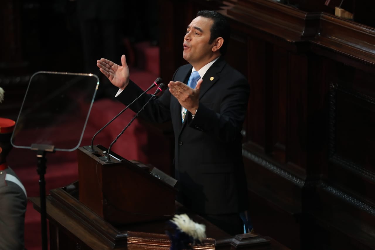 El presidente Jimmy Morales presentó su tercer informe de gobierno en el Congreso. (Foto Prensa Libre: Esbin García)