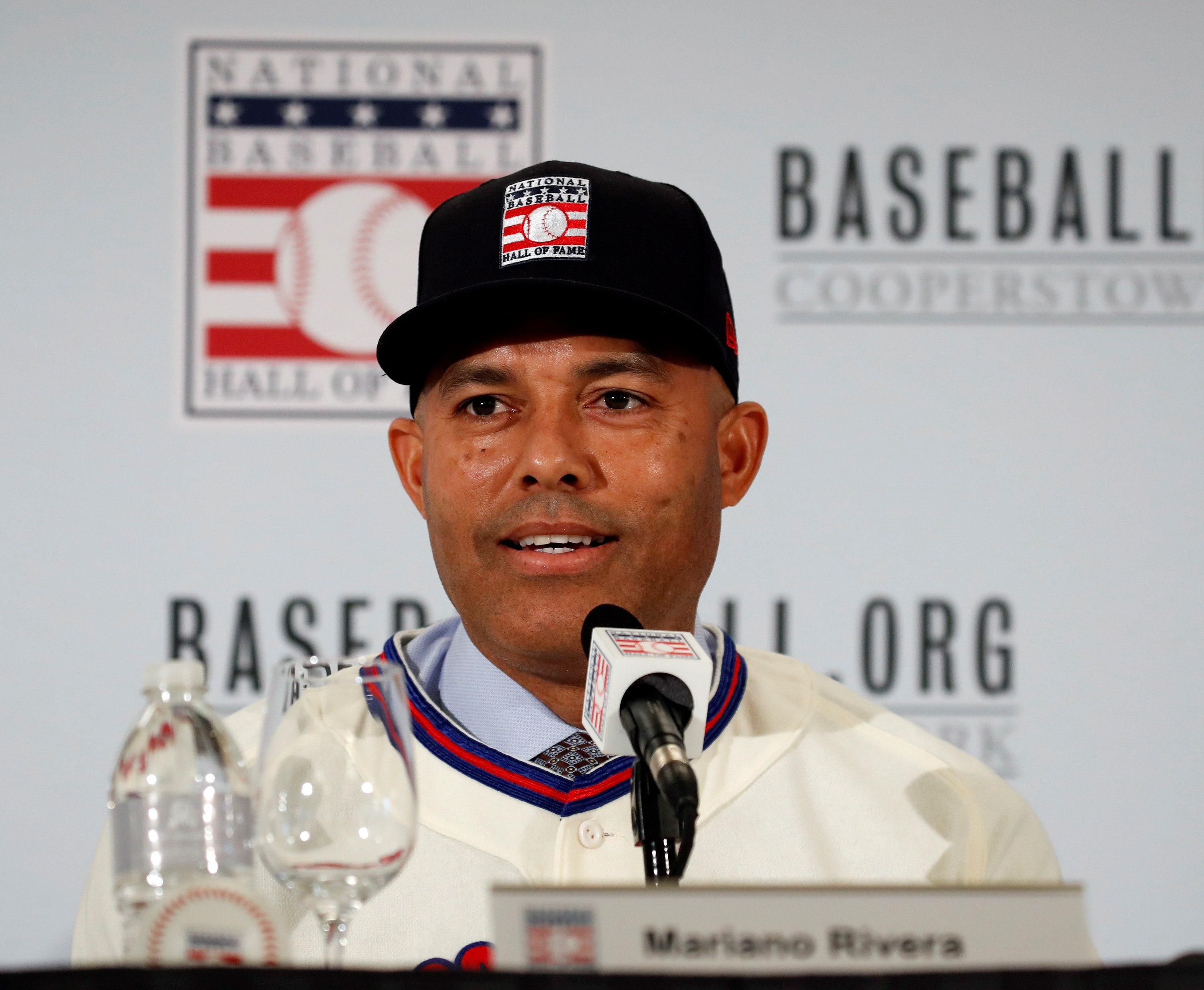 Mariano Rivera de los Yankees de Nueva York llega al Salón de la Fama de las Grandes Ligas. (Foto Prensa Libre: EFE)