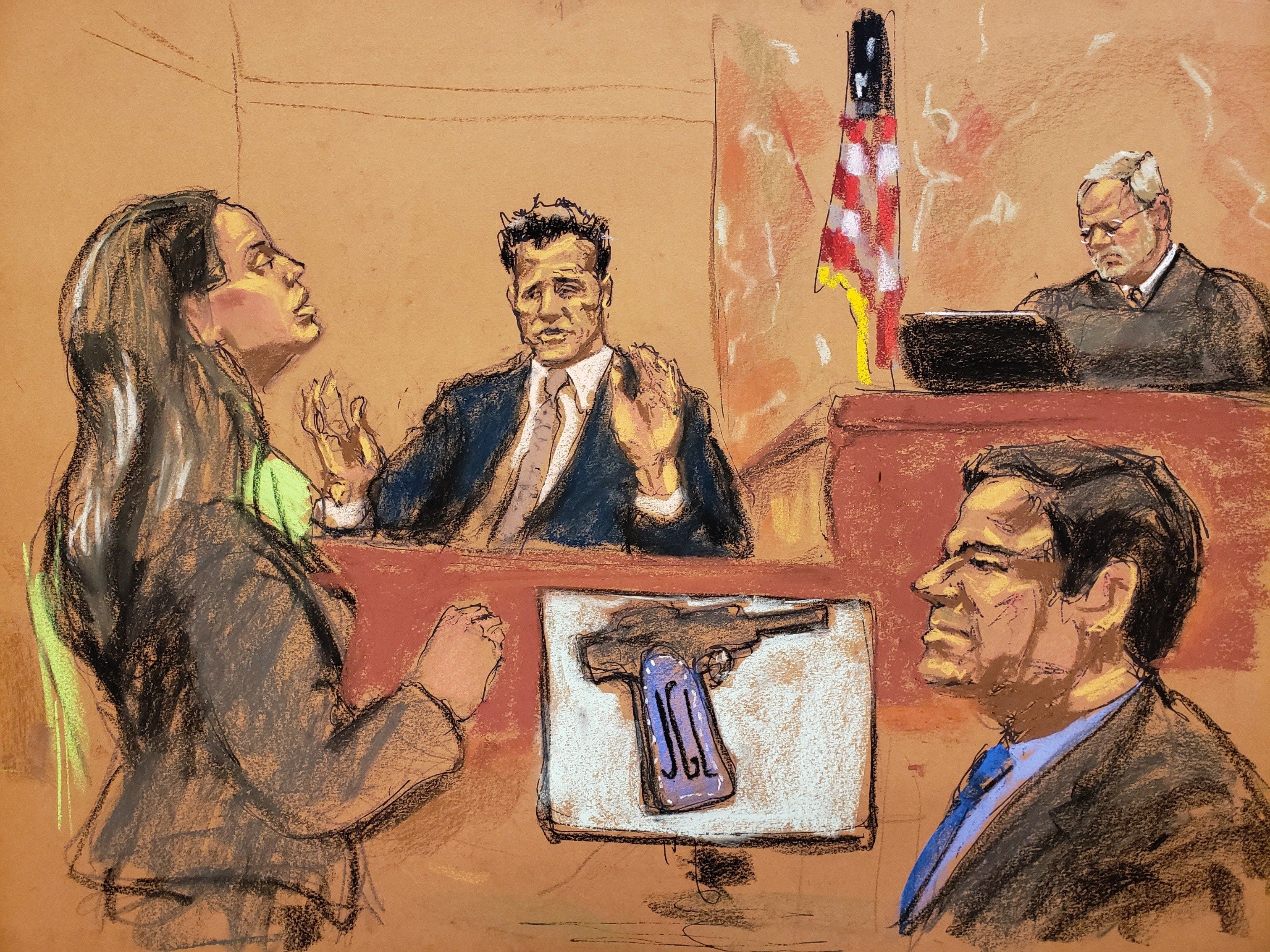 El Chapo Guzmán (derecha), durante su juicio en Nueva York. (Foto Prensa Libre: EFE)