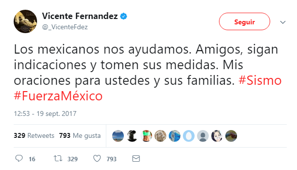 El cantante Vicente Fernández fue una de las personalidades que difundió un mensaje a través de sus redes sociales (Foto Prensa Libre: Twitter).