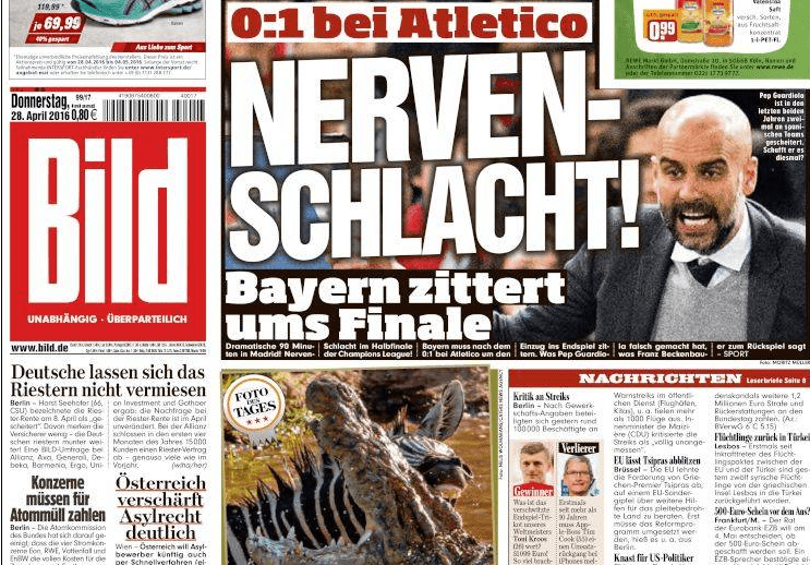 Esta es la portada de hoy del Bild en Alemania. (Foto Prensa Libre: cortesía Bild)