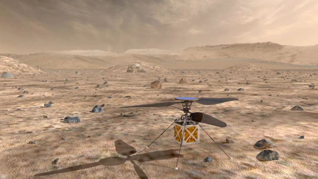 Foto artística del helicóptero que hará varias evaluaciones en Marte. (Foto: Nasa)