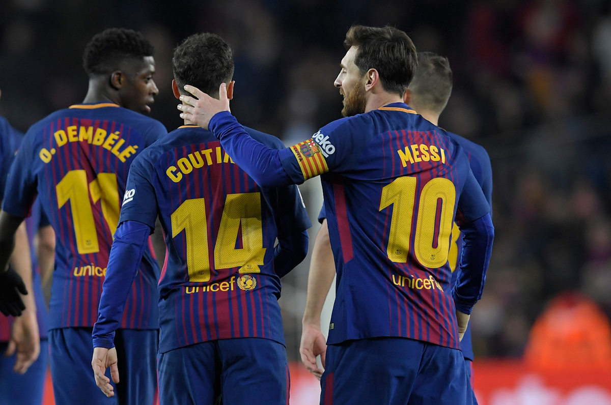 Lionel Messi ha encontrado en Coutinho un gran aliado en el Barcelona. (Foto Prensa Libre: AFP)