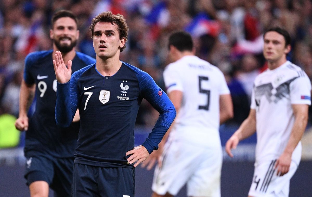 Antoine Griezmann convirtió el segundo gol de Francia, que significó el triunfo contra Alemania. (Foto Prensa Libre: AFP).