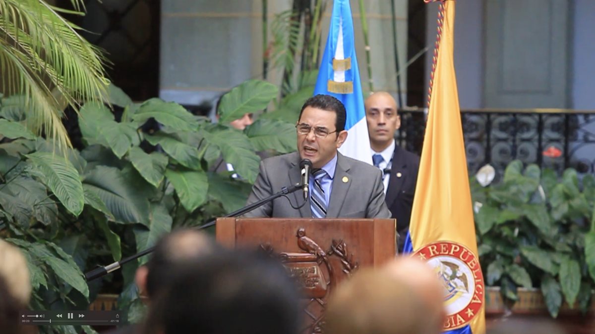 Jimmy Morales se ha alejado de las ruedas de prensa luego del involucramiento de su hijo y hermano en un acto de corrupción. (Foto Prensa Libre: Hemeroteca PL)