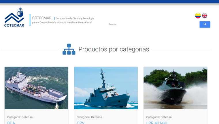 En su sitio web, la empresa colombiana Cotecmar promociona sus modelos de buques.