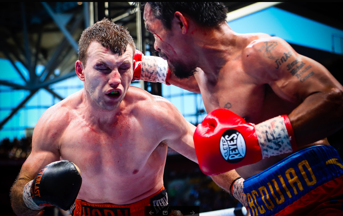 Jeff Horn venció a Manny Pacquiao y le arrebató el título de peso wélter de la OMB. (Foto Prensa Libre: AFP)