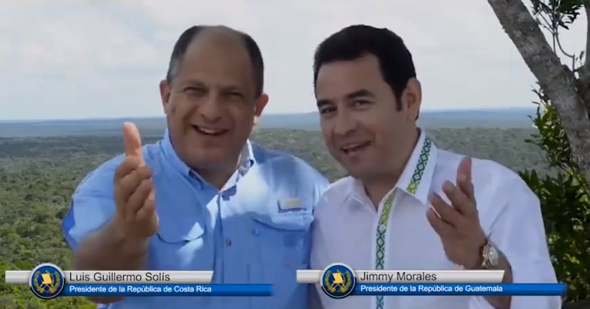 Los presidentes de Costa Rica y Guatemala promocionan turismo regional en El Mirador, Petén. (Foto Prensa Libre: Youtube)