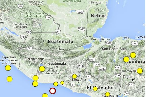 Epicentro de sismo se registró a 94 kilómetros de Santa Rosa. (Foto Prensa Libre: Conred)