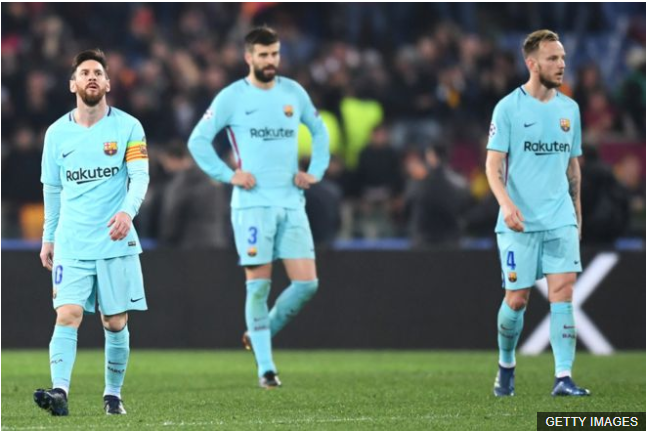 El Barcelona no pudo proteger la ventaja que traía por su victoria en el partido de ida y fue eliminado de la Liga de Campeones. (Foto Prensa Libre: BBC Mundo)