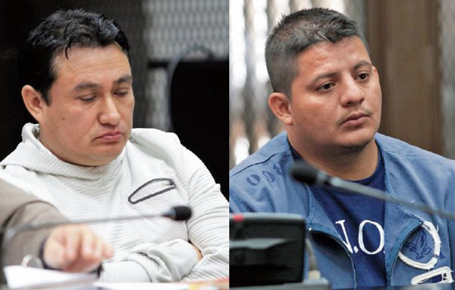 Los sindicados Marco Antonio Paredes Palacios y Marco Tulio Cano Reyna escuchan los señalamientos que el Ministerio Público hace en su contra.