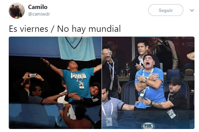 Diego Armando Maradona sigue protagonizando los memes del Mundial. (Foto Prensa Libre: Twitter)