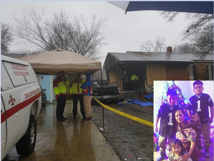 Vivienda de la familia Sánchez Méndez —inserta— donde se produjo el incendio. (Foto Prensa Libre: Cortesía)