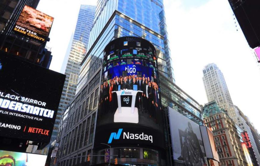 Millicom ingresa al selecto grupo de empresas que cotiza sus acciones en el Nasdaq Stock Exhange de Nueva York, bajo el símbolo Tigo. (Foto Prensa Libre: Cortesía)