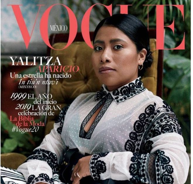 Yalitza Aparicio aparece en la portada de Vogue México. (Foto Prensa Libre: Vogue México)