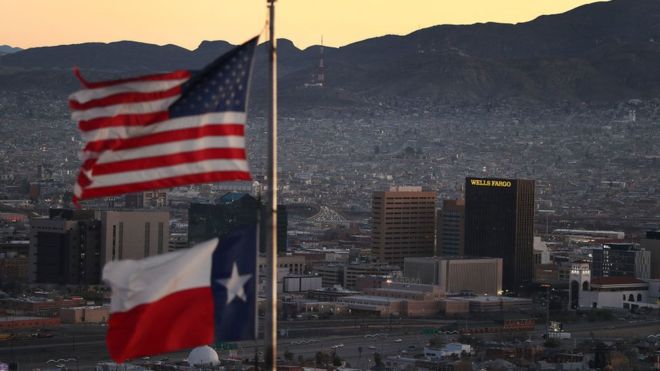 El Paso, Texas, es una de las principales ciudades en la frontera de EE. UU. y México. GETTY IMAGES