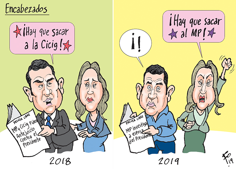 Personajes: Jimmy Morales y Patricia Marroquín de Morales.