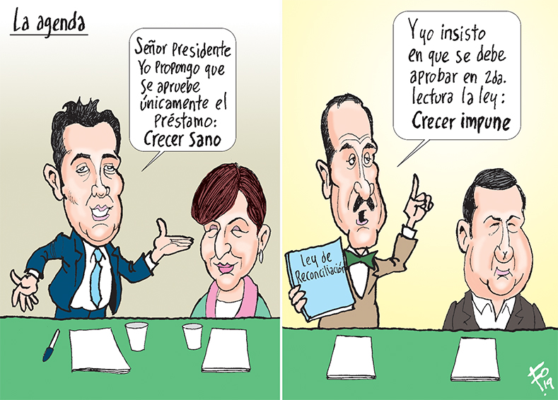 Personajes: Óscar Chinchilla, Nineth Montenegro, Fernando Linares y Estuardo Galdámez.