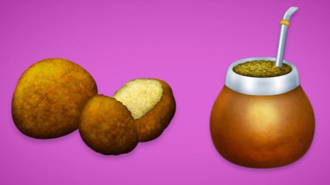 El falafel y el mate forman parte del nuevo conjunto de emojis que podrás usar en WhatsApp. (Foto Prensa Libre: Emojipedia)