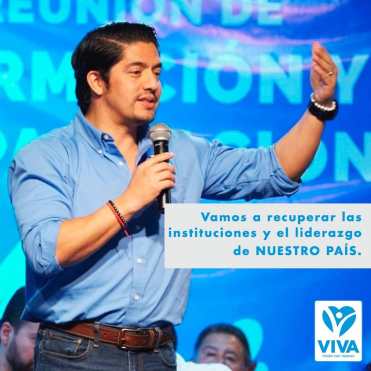 Juan Carlos Eggenberger, presidenciable del partido Viva, publica mensajes aspiracionales. 