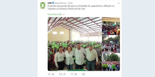 La presidenciable de la UNE, Sandra Torres, ha promovido las jornadas de afiliación masiva en la provincia. 