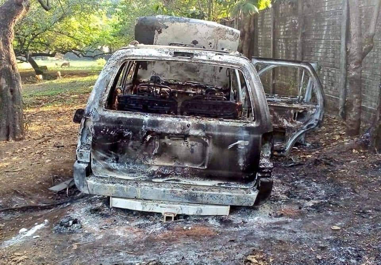 Según familiares, el vehículo de Oseas Nahum Maldonado Paz fue localizado quemado en Escuintla. (Foto Prensa Libre Cortesía) 