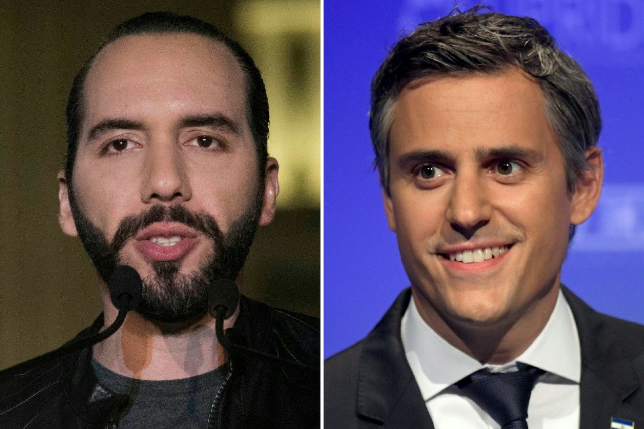 El exalcalde Nayib Bukele (izquierda) y el empresario Juan Calleja tienen posibilidades de afrontar un balotaje en El Salvador, según las últimas encuestas. (Foto Prensa Libre: AFP)