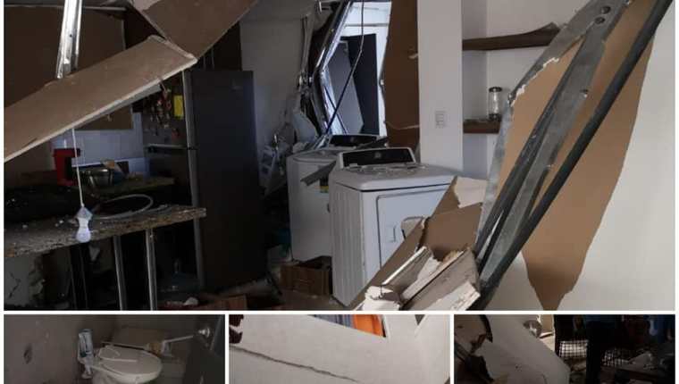Así quedó el apartamento dañado por la explosión en un edificio de apartamentos de la zona 11. (Foto Prensa Libre: Cortesía)