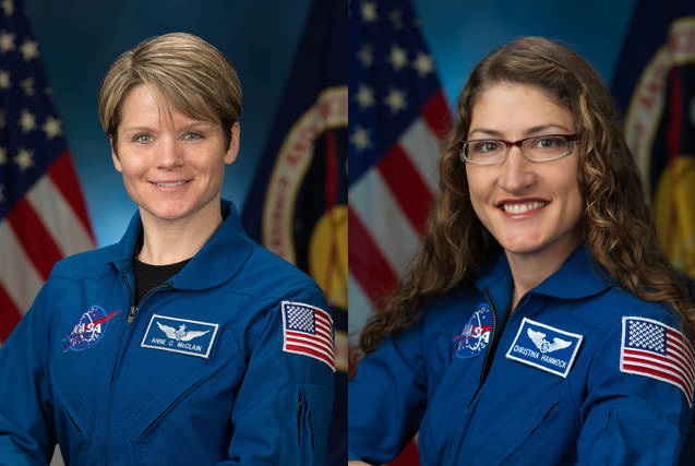Anne McClain y Christina Koch tiene planificada una caminata espacial para marzo de este año. (Foto Prensa Libre: NASA)
